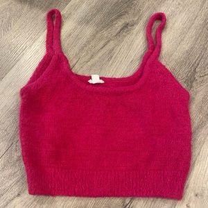 Garage hot pink fuzzy tank top